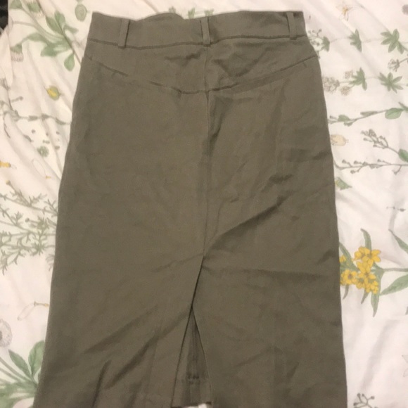 Army Green Long Pencil Skirt - Picture 3 of 4